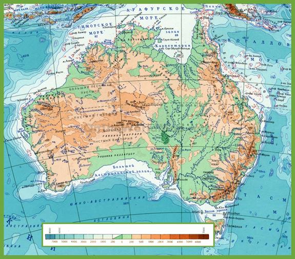 физическая карта Австралии